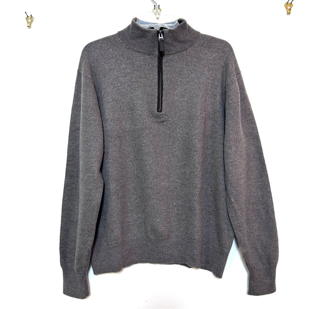 Men’s Orvis Classic Merino Wool 1/4-Zip Pullover Sweater Brown Taupe Large